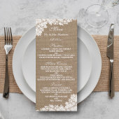 Rustic Burlap &  White Lace Wedding Menu