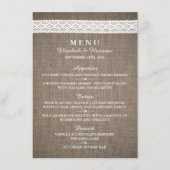 Rustic Burlap &  White Lace Wedding Menu (Voorkant)