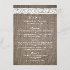 Rustic Burlap &  White Lace Wedding Menu