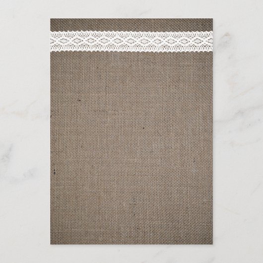 Rustic Burlap &  White Lace Wedding Menu (Achterkant)