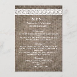 Rustic Burlap & White Lace Wedding Menu