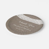 Rustic Burlap &  White Lace Wedding Papieren Bordje (Gekanteld)