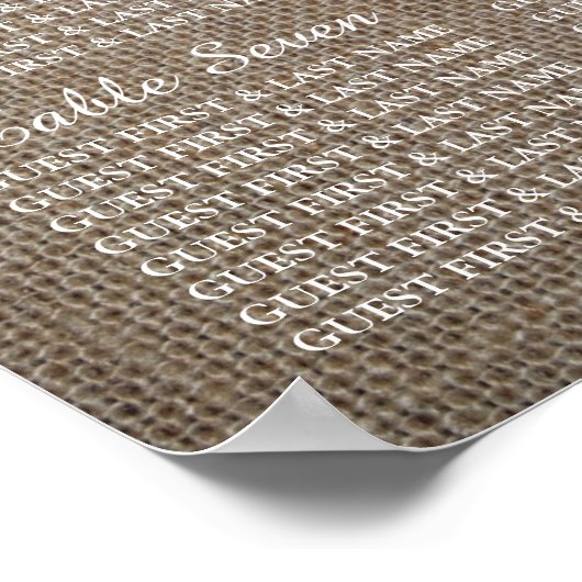 Rustic Burlap &  White Lace Wedding Poster (Hoek)