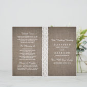 Rustic Burlap & White Lace Wedding Programme (Staand voorkant)