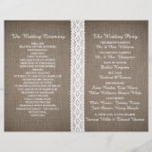 Rustic Burlap & White Lace Wedding Programme (Achterkant)