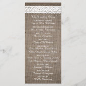 Rustic Burlap & White Lace Wedding Programme Programmakaart (Achterkant)