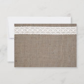 Rustic Burlap &  White Lace Wedding RSVP Kaartje (Achterkant)