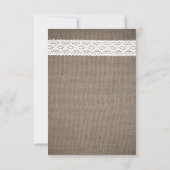 Rustic Burlap &  White Lace Wedding RSVP Kaartje (Achterkant)