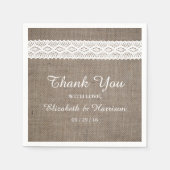 Rustic Burlap &  White Lace Wedding Servet (Voorkant)