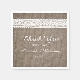 Rustic Burlap &  White Lace Wedding Servet