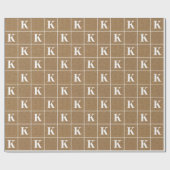 Rustic Burlap White Monogram Kerstmis Cadeaupapier (Vlak)