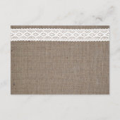 Rustic Burlap &  Wit Wondenhuwelijk Detail Informatiekaartje (Achterkant)