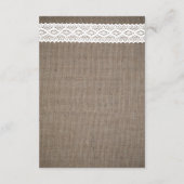 Rustic Burlap &  Wit Wondenhuwelijk Detail Informatiekaartje (Achterkant)
