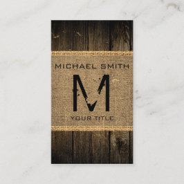  Rustic Burlap Wood Kijk Monogram #2 Visitekaartje