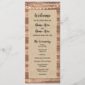 Rustic Burlap Wood Lights Wedding Programme Programmakaart (Voorkant)
