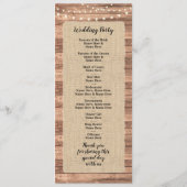 Rustic Burlap Wood Lights Wedding Programme Programmakaart (Achterkant)
