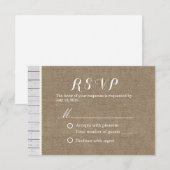Rustic Burlap & Wood Stripes Wedding RSVP (Voorkant / Achterkant)