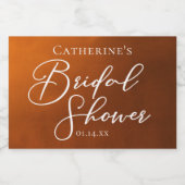 Rustic Burnt Orange Bridal Shower Custom Mini Sparkling Wijnetiket (Enkel label)