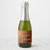 Rustic Burnt Orange Bridal Shower Custom Mini Sparkling Wijnetiket (Voorkant)