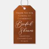 Rustic Burnt Orange Bridal Shower Personalized Cadeaulabel (Voorkant)
