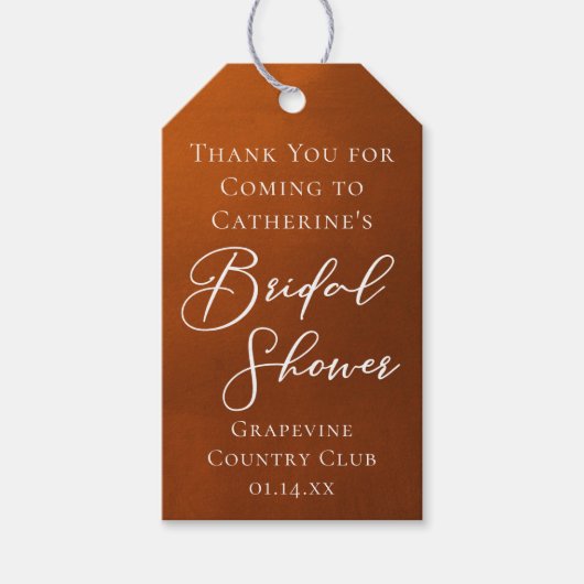Rustic Burnt Orange Bridal Shower Personalized Cadeaulabel (Voorkant)