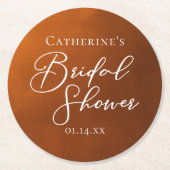 Rustic Burnt Orange Bridal Shower Personalized Ronde Kartonnen Onderzetter (Voorkant)