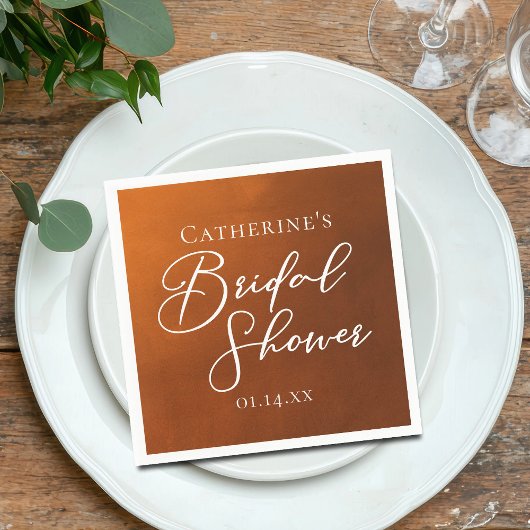 Rustic Burnt Orange Bridal Shower Personalized Servet