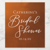 Rustic Burnt Orange Bridal Shower Personalized Wijn Etiket (Enkel label)