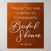 Rustic Burnt Orange Bridal Shower Welcome Poster (Voorkant)