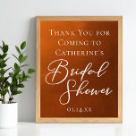 Rustic Burnt Orange Bridal Shower Welcome Poster<br><div class="desc">This rustic burnt orange bridal shower poster features beautiful white typography for an autumn party featuring boho colors for fall decor. Minimalist white typography on a print for a bohemian bride.</div>