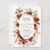 Rustic Burnt Orange Burgundy Fall Bridal Shower Kaart (Voorkant)