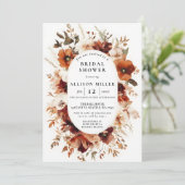 Rustic Burnt Orange Burgundy Fall Bridal Shower Kaart (Staand voorkant)