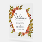 Rustic Burnt Orange Floral Wedding Welcome Acryl Bord (Hoek)