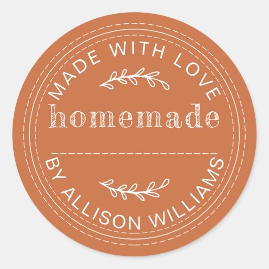 Rustic Burnt Orange Homemade Baked Goods Ronde Sticker (Voorkant)