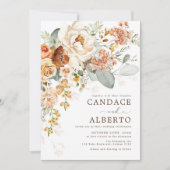 Rustic Burnt Oranje Cream Flower Bouquet Wedding I Kaart (Voorkant)