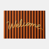 Rustic Burnt Oranje en Black Stripes Autumn Deurmat (Voorkant)