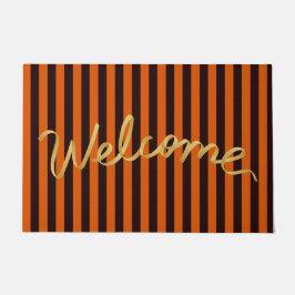 Rustic Burnt Oranje en Black Stripes Autumn  Deurmat