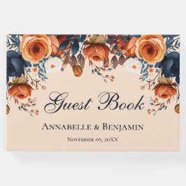 Rustic Burnt Oranje en Blue Wedding Gastenboek