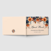 Rustic Burnt Oranje en Blue Wedding Gastenboek (Volledig)