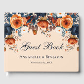 Rustic Burnt Oranje en Blue Wedding Gastenboek (Voorkant)