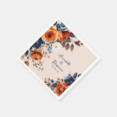 Rustic Burnt Oranje en Blue Wedding Servet (Hoek)
