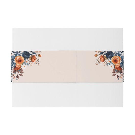 Rustic Burnt Oranje en Blue Wedding Uitnodigingen Wikkel (Achterkant Voorbeeld)