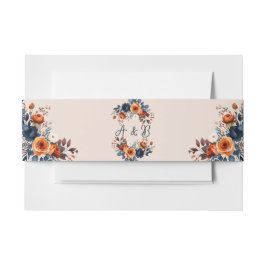 Rustic Burnt Oranje en Blue Wedding Uitnodigingen Wikkel