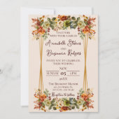 Rustic Burnt Oranje en Moss Green Rozen Wedding Kaart (Voorkant)
