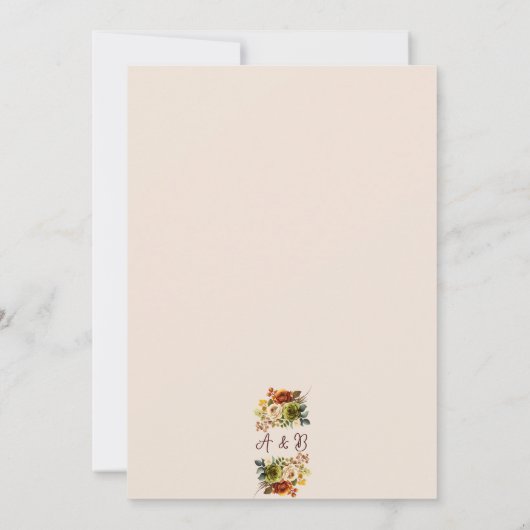 Rustic Burnt Oranje en Moss Green Rozen Wedding Kaart (Achterkant)