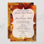 Rustic Burnt Oranje gemarmerde huwelijksuitnodigin Kaart (Voorkant / Achterkant)
