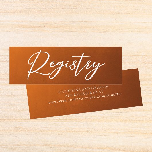 Rustic Burnt Oranje herfst Wedding Registry Insert Mini Visitekaartje