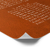 Rustic Burnt Oranje herfst Wedding Seating Chart Poster (Hoek)