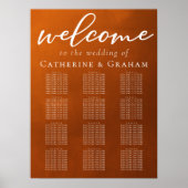 Rustic Burnt Oranje herfst Wedding Seating Chart Poster (Voorkant)