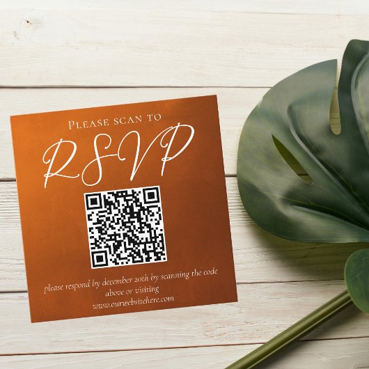 Rustic Burnt Oranje najaar QR Code RSVP Informatiekaartje